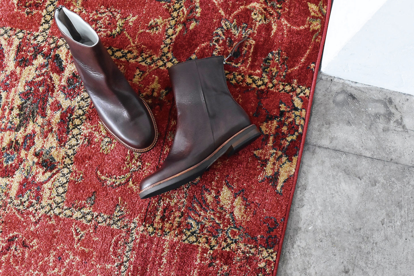 023 ドレープフラットショートブーツ　AL2227SB　Darkbrown　　木型No.C1813