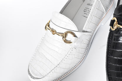 008  ラウンドトウビットローファー (クロコダイル型押しレザー)　AL2103K  Blackcroco　　木型No.C1813