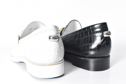 008  ラウンドトウビットローファー (クロコダイル型押しレザー)　AL2103K  Blackcroco　　木型No.C1813