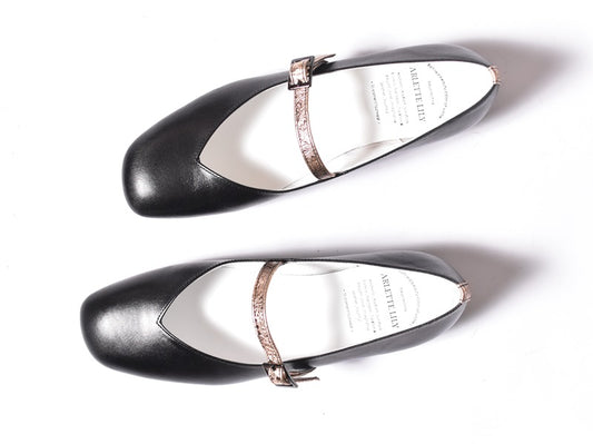 015  スクエアトウメリージェーンVカットシューズ    AL2429K  Blackcombi　　木型No.A273