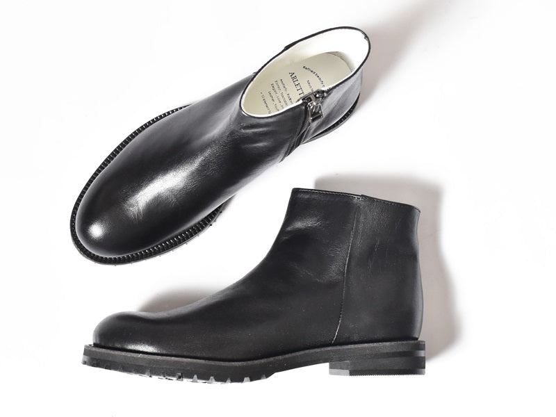 018  プレーンフラットエンジニアショートブーツ　AL2327SB　Black　　木型No.G1913