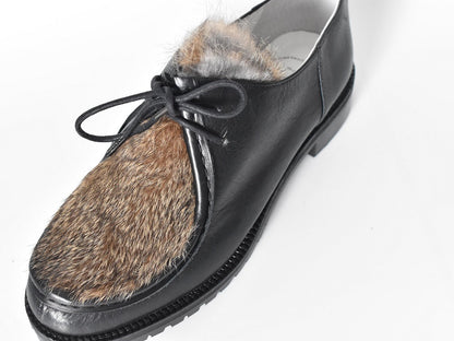 1001 チロリアンシューズ　AL1833K  Black/Rabbit　　木型No.H2546