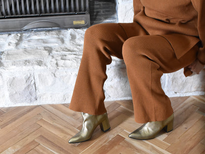 1022  ポインテッドバックジップショートブーツ　AL2331SB　Bronze　　木型No.X1395