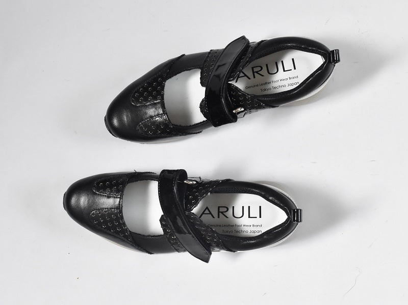 0001　Wingtip One Strap Velcro Sneakers　AL2525SN  Blackcombi　木型 . F1888