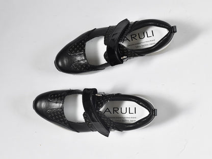 0001　Wingtip One Strap Velcro Sneakers　AL2525SN  Blackcombi　木型 . F1888