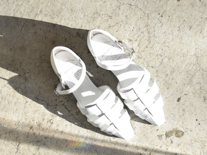 スクエアトウアンクルストラップグルカサンダル　AL2506S  White　木型 . B819