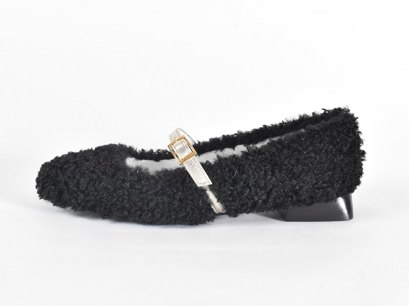 0001　スクエアモケモケメリージェーンシューズ　AL2521K  Blackmokemoke　木型 . OGA