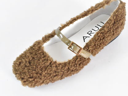 0001　スクエアモケモケメリージェーンシューズ　AL2521K  Khakimokemoke　木型 . OGA