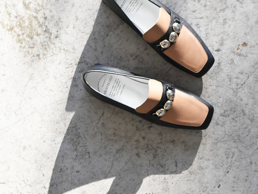 スクエアトウ三連メタルビットモカシンレインシューズ　AL2504K  Black/Beige　木型No.OGA (コピー)