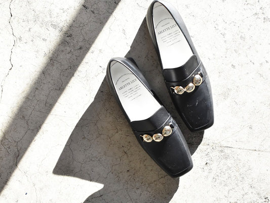 スクエアトウ三連メタルビットモカシンレインシューズ　AL2504K  Black　　木型No.OGA