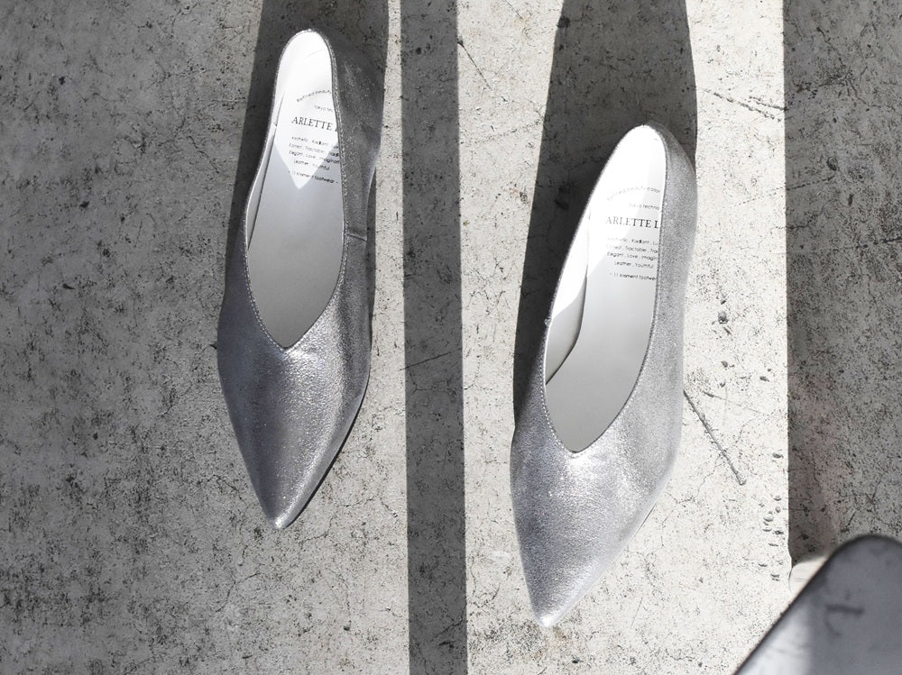 ポインテッドミッドカットフラットシューズ　AL2509K  Silvermetaric　　木型No.A296