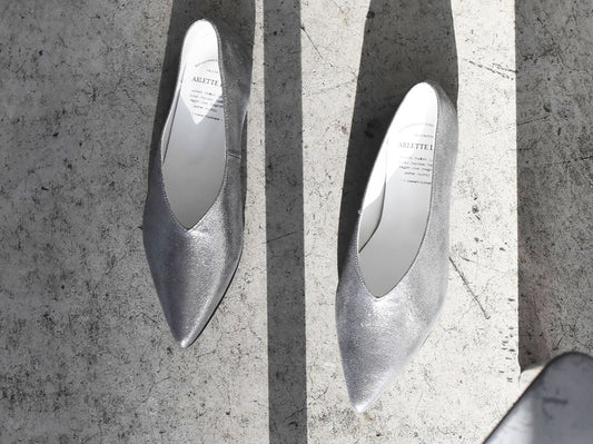 ポインテッドミッドカットフラットシューズ　AL2509K  Silvermetaric　　木型No.A296