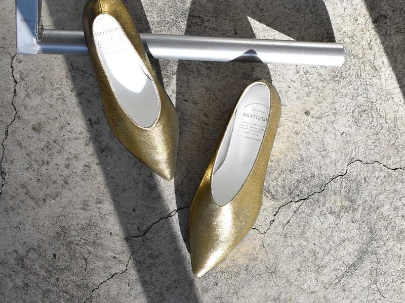 ポインテッドミッドカットフラットシューズ　AL2509K  Goldmetallic　　木型No.A296