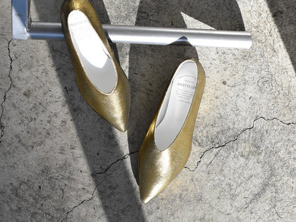 ポインテッドミッドカットフラットシューズ　AL2509K  Goldmetallic　　木型No.A296