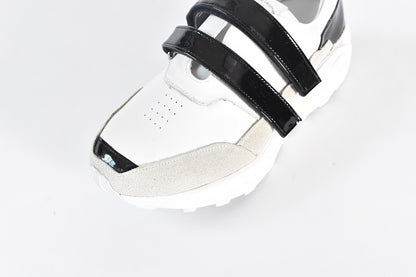 0001　Round Toe Double Velcro High tech Leather Sneakers　AL2551SN  Whitecombi　木型 . C1699