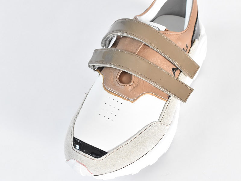 0001　Round Toe Double Velcro High tech Leather Sneakers　AL2551SN  Browncombi　木型 . C1699