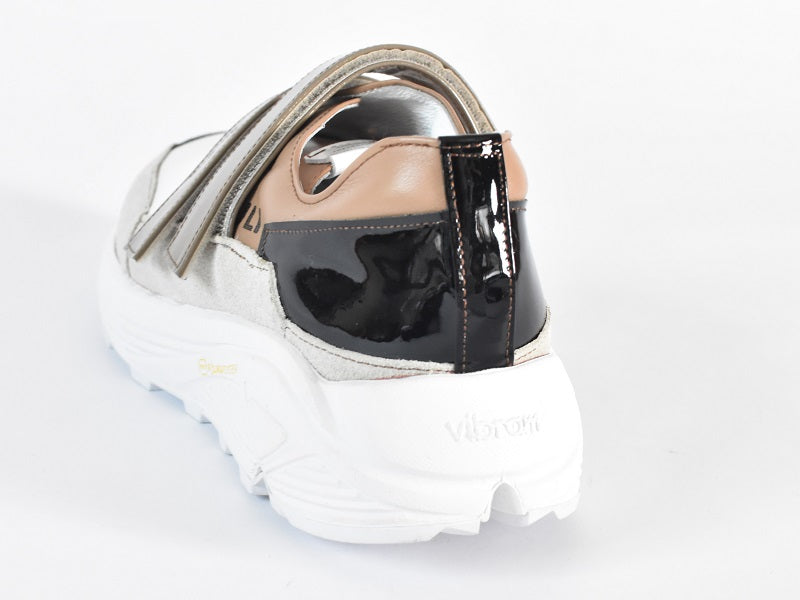 0001　Round Toe Double Velcro High tech Leather Sneakers　AL2551SN  Browncombi　木型 . C1699