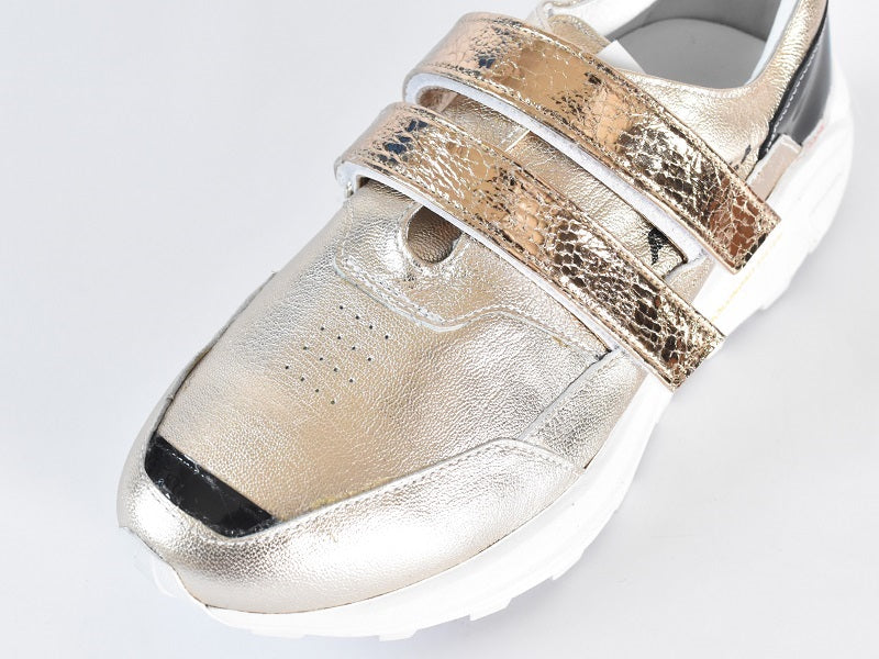 0001　Round Toe Double Velcro High tech Leather Sneakers　AL2551SN  Goldcombi　木型 . C1699