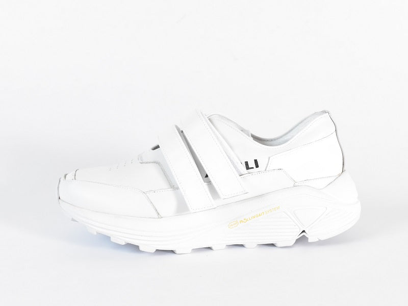 0001　Round Toe Double Velcro High tech Leather Sneakers　AL2551SN  White/White　木型 . C1699