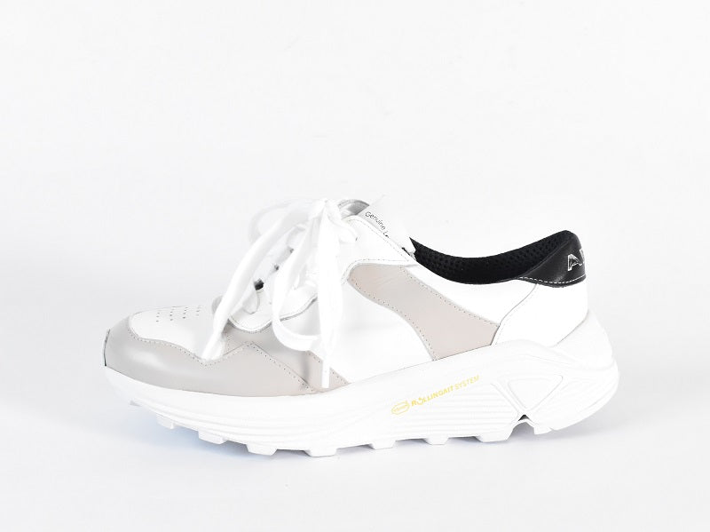 0001　Roundtoe Lace Up High tech LeatherSneakers　AL2500SN  Whitecombi　木型 . C1699