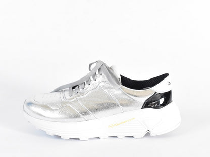 0001　Roundtoe Lace Up Highttech LeatherSneakers　AL2500SN  Silvercombi　木型 . C1699