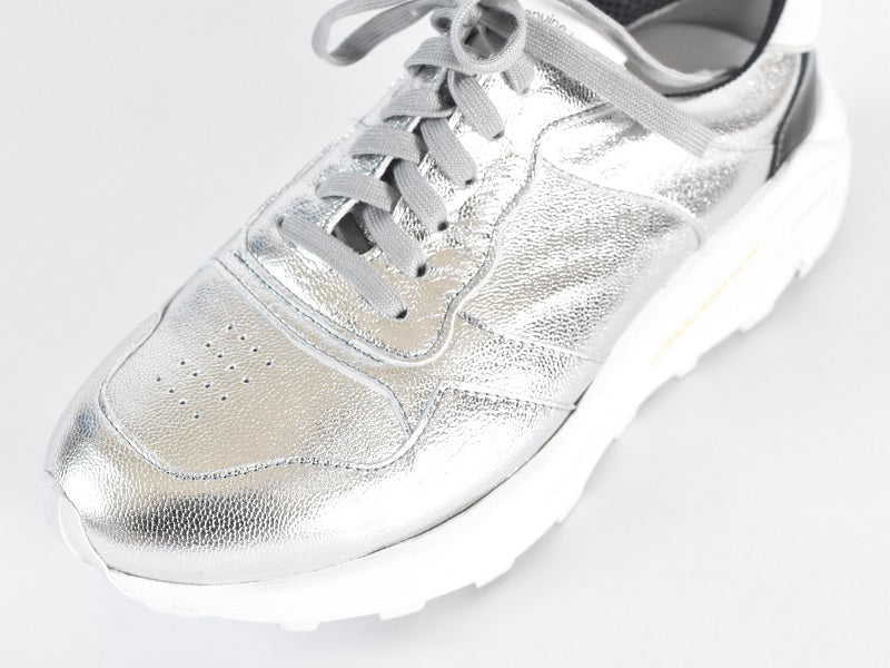 0001　Roundtoe Lace Up Highttech LeatherSneakers　AL2500SN  Silvercombi　木型 . C1699