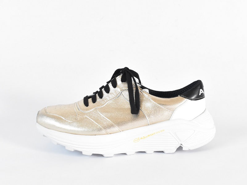 0001　Roundtoe Lace Up Highttech LeatherSneakers　AL2500SN  Goldcombi　木型 . C1699