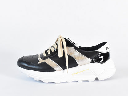 0001　Roundtoe Lace Up Highttech LeatherSneakers　AL2500SN  Blackcmbi　木型 . C1699