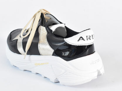 0001　Roundtoe Lace Up Highttech LeatherSneakers　AL2500SN  Blackcmbi　木型 . C1699