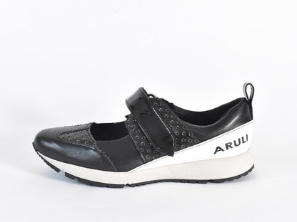 0001　Wingtip One Strap Velcro Sneakers　AL2525SN  Blackcombi　木型 . F1888