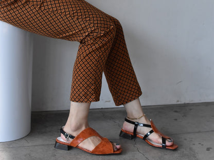 スクエアトウアシンメトリーストラップサンダル　AL2507S  Orangecombi  木型No.OGA