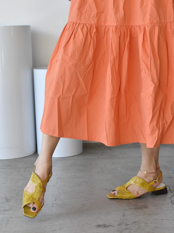 スクエアトウアシンメトリーストラップサンダル　AL2507S  Orangecombi  木型No.OGA