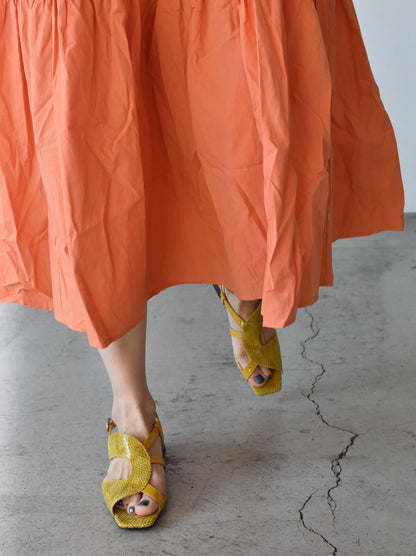 スクエアトウアシンメトリーストラップサンダル　AL2507S  Orangecombi  木型No.OGA