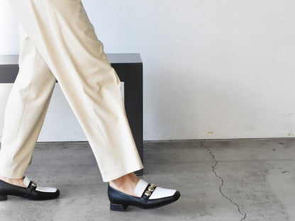 スクエアトウ三連メタルビットモカシンレインシューズ　AL2504K  Black/Beige　木型No.OGA (コピー)