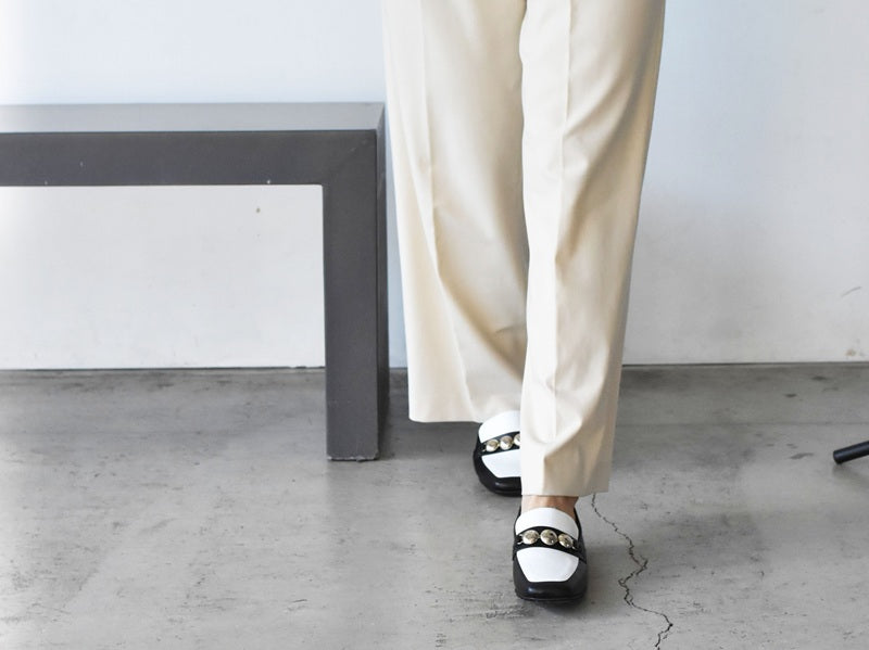 スクエアトウ三連メタルビットモカシンレインシューズ　AL2504K  Black/Beige　木型No.OGA (コピー)