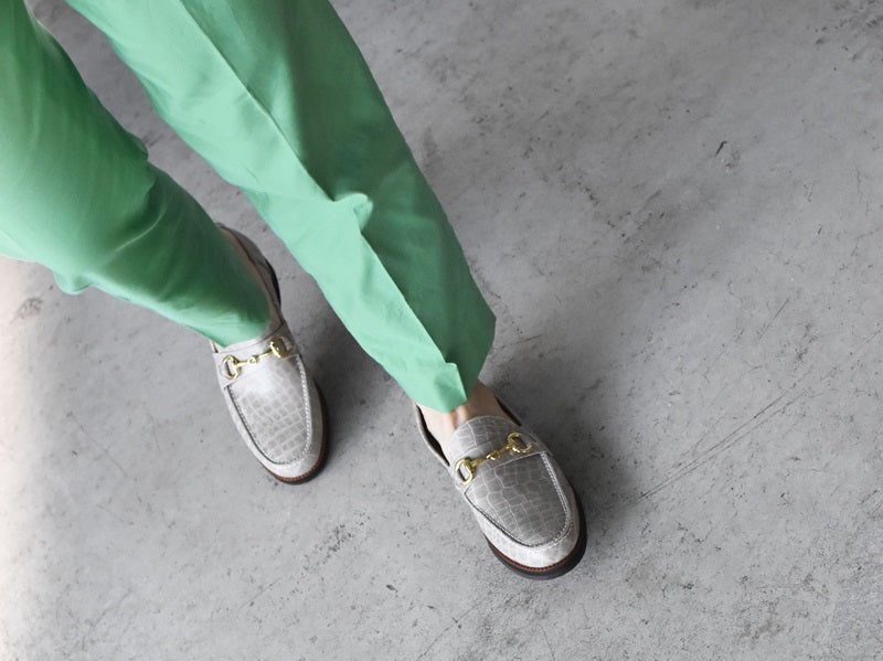 008  ラウンドトウビットローファー (クロコダイル型押しレザー)　AL2103K  Beigecroco　　木型No.C1813