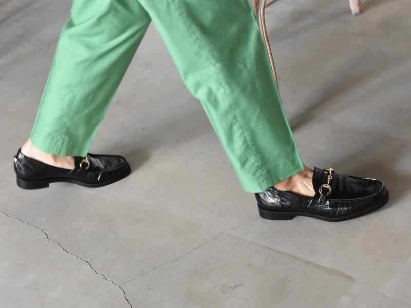 008  ラウンドトウビットローファー (クロコダイル型押しレザー)　AL2103K  Blackcroco　　木型No.C1813