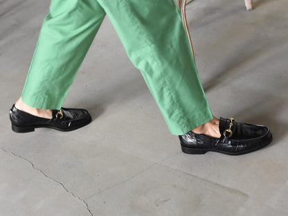 008  ラウンドトウビットローファー (クロコダイル型押しレザー)　AL2103K  Blackcroco　　木型No.C1813