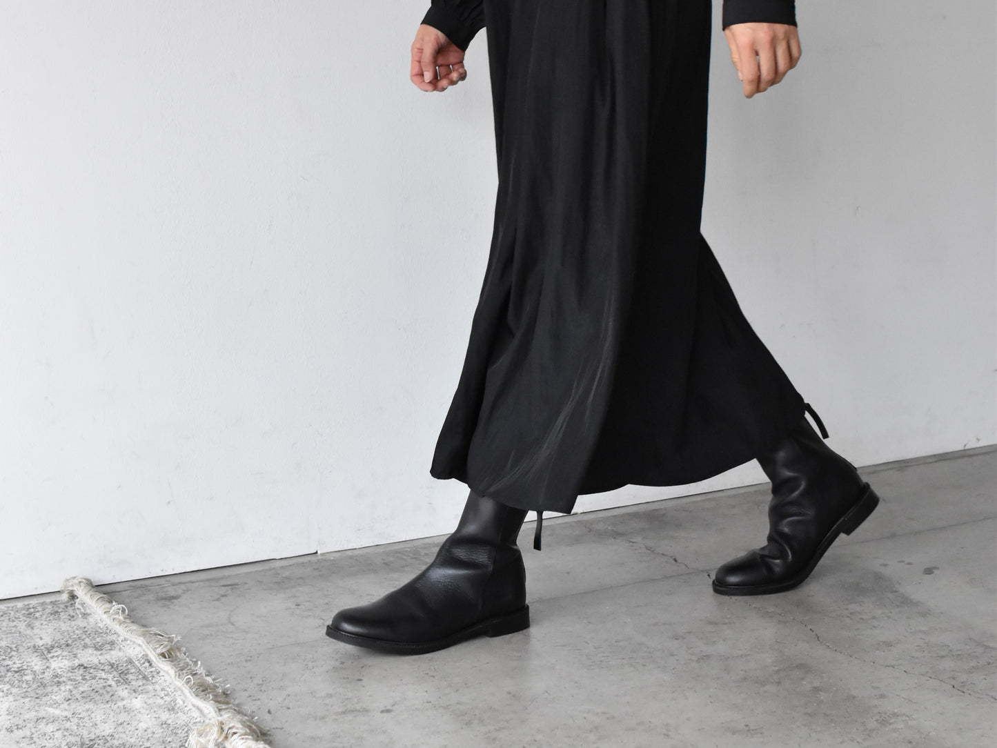 023ドレープフラットショートブーツ　AL2227SB　Black　　木型No.C1813