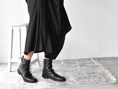 023ドレープフラットショートブーツ　AL2227SB　Black　　木型No.C1813